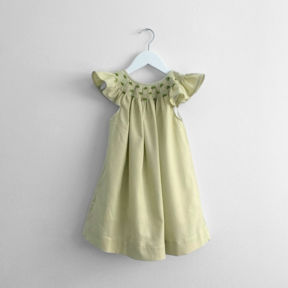 NWT Beautiful Girls Embroidered Smocked Bishop Dress Spring Botanicals Green 11Y - Picture 2 of 6